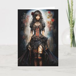 Fantasy Gothic Girl Grußkarte Dankeskarte