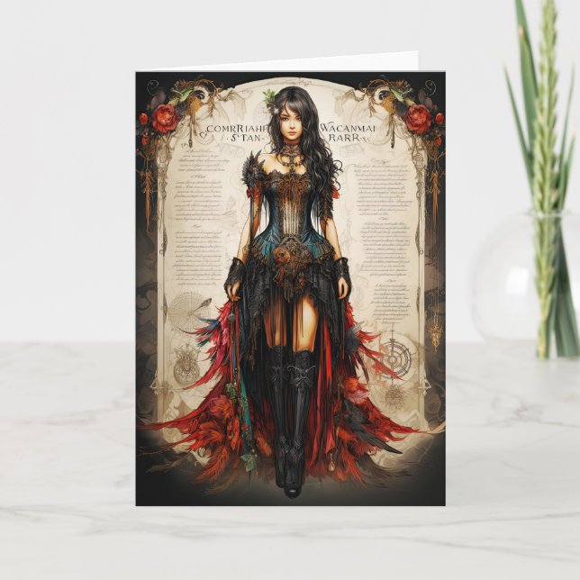 Fantasy Gothic Girl Grußkarte Dankeskarte (Vorderseite)