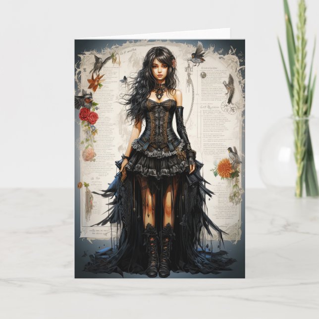 Fantasy Gothic Girl Grußkarte Dankeskarte (Vorderseite)