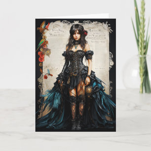 Fantasy Gothic Girl Grußkarte Dankeskarte