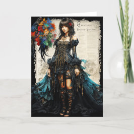 Fantasy Gothic Girl Grußkarte Dankeskarte