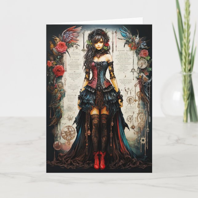 Fantasy Gothic Girl Grußkarte Dankeskarte (Vorderseite)
