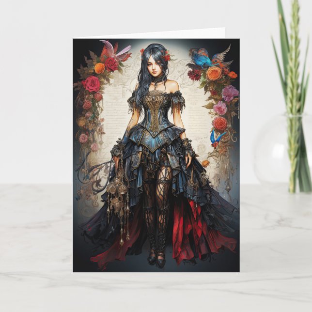 Fantasy Gothic Girl Grußkarte Dankeskarte (Vorderseite)