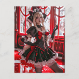 Fantasy Gothic Maid mit Kawaii Style Postkarte