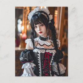 Fantasy Gothic Maid mit Kawaii Style Postkarte