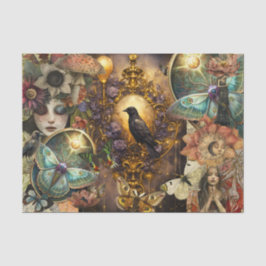 Fantasy-Gotischer-Raben-Collage-Decoupage Seidenpapier