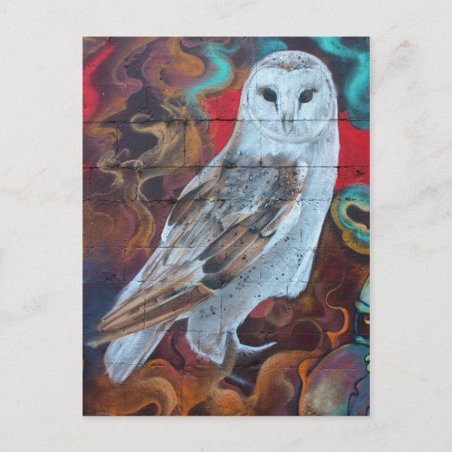 Fantasy Graffiti Snowy Owl Postkarte (Vorderseite)