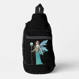 Fantasy Green Aquamarin Fairy mit Angestellten Crossbody Bag