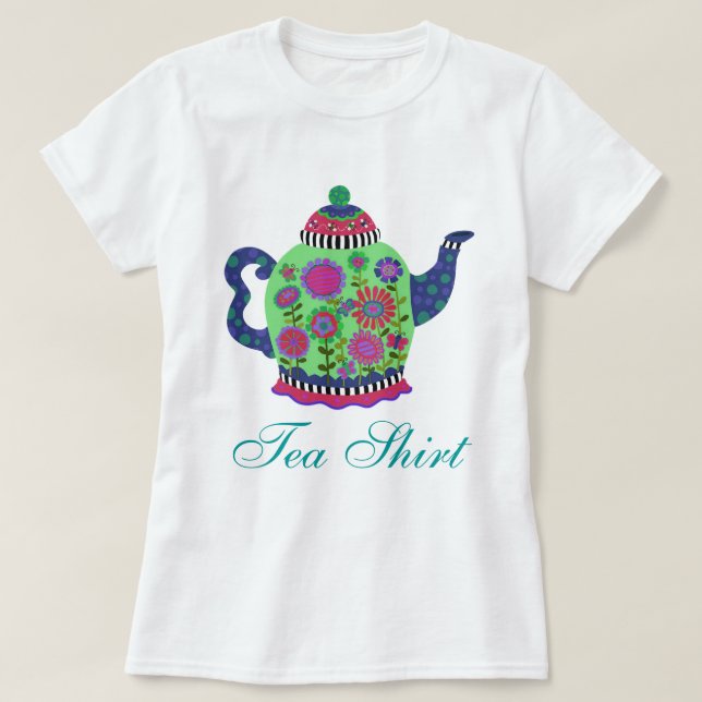 Fantasy Green Teapot Tea Shirt (Design vorne)