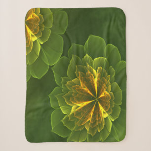Fantasy Green Yellow Fraktal Blume Sherpadecke