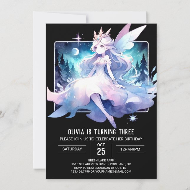 Fantasy Happy Fairy Birthday Einladung (Vorderseite)