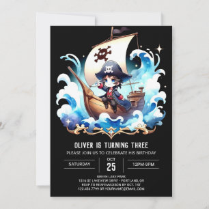 Fantasy Happy Pirate Birthday Einladung