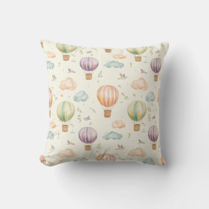 Fantasy-Heißluftballon-Muster Wasserfarben-Design Kissen