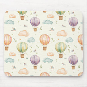 Fantasy-Heißluftballon-Muster Wasserfarben-Design Mousepad