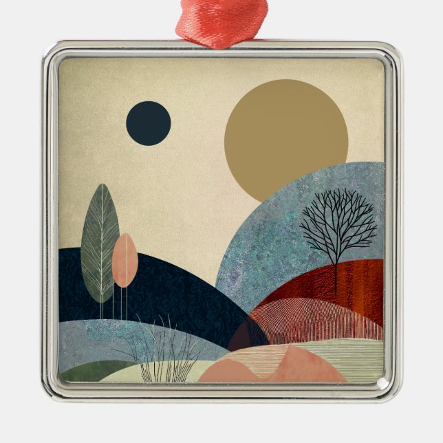 Fantasy Hills Landschaft Ornament Aus Metall (Vorne)