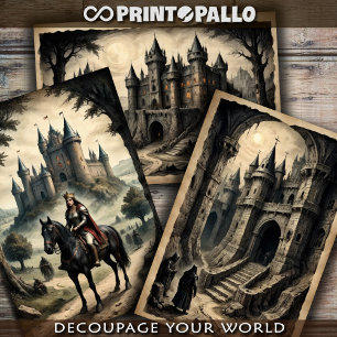 Fantasy-Horror-Mittelalter-Schloss und Königin  Geschenkpapier Set