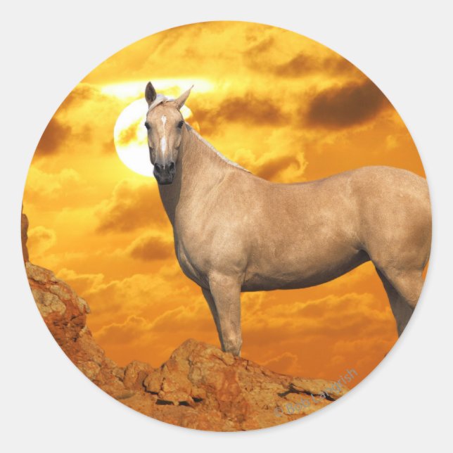 Fantasy Horses: Berg Runder Aufkleber (Vorderseite)