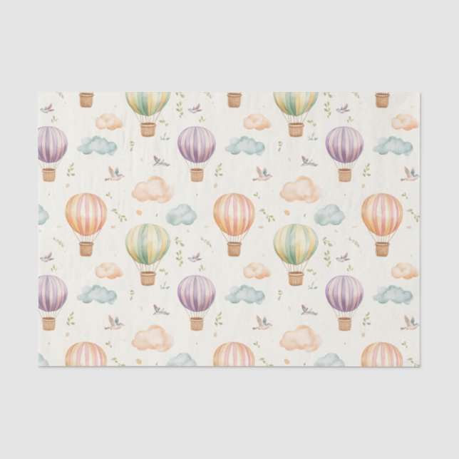 Fantasy Hot Air Ballon Muster Watercolor Design Seidenpapier (Vorderseite)