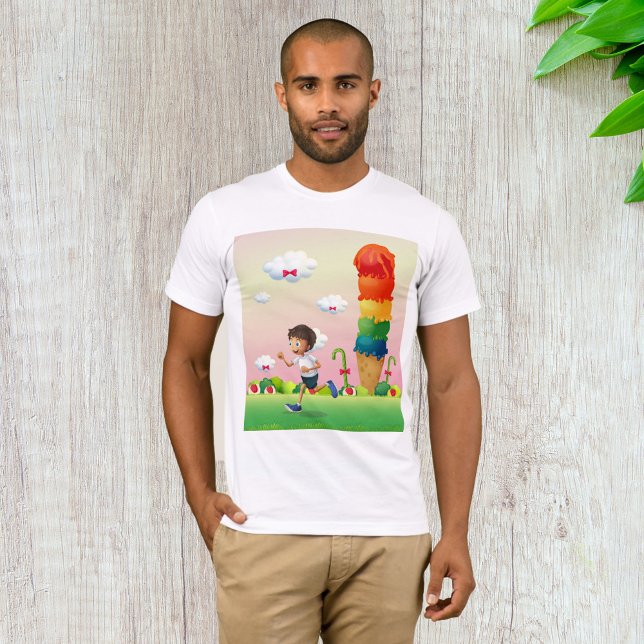 Fantasy Ice Cream Cone mit Happy Running Boy T-Shirt (Von Creator hochgeladen)