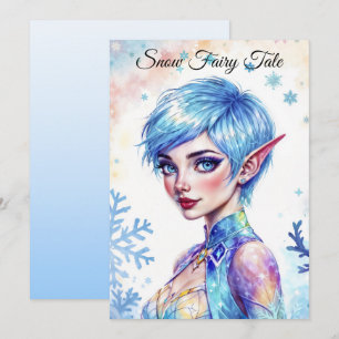 Fantasy ice elf Winter magische Schneeflocke Kunst Einladung