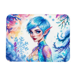 Fantasy ice elf Winter magische Schneeflocke Kunst Magnet
