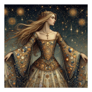 Fantasy-Illustration der Prinzessin Poster