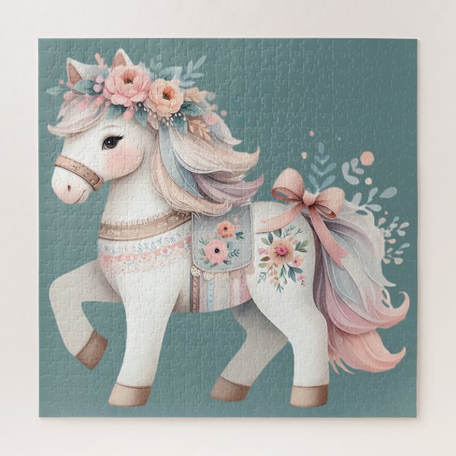 Fantasy Illustration von Floral Pastel Horse (Vertikal)