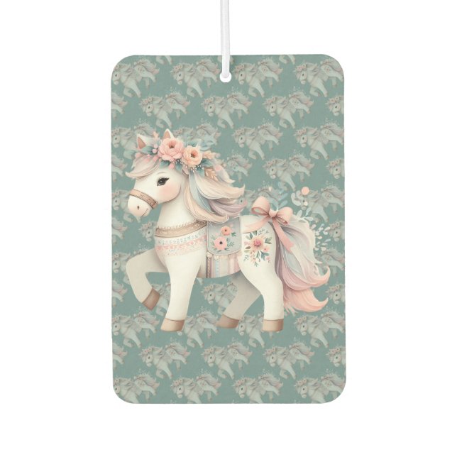 Fantasy Illustration von Floral Pastel Horse Autolufterfrischer (Vorderseite)