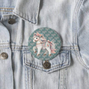 Fantasy Illustration von Floral Pastel Horse Button