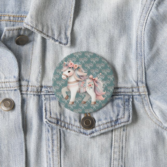 Fantasy Illustration von Floral Pastel Horse Button (Beispiel)