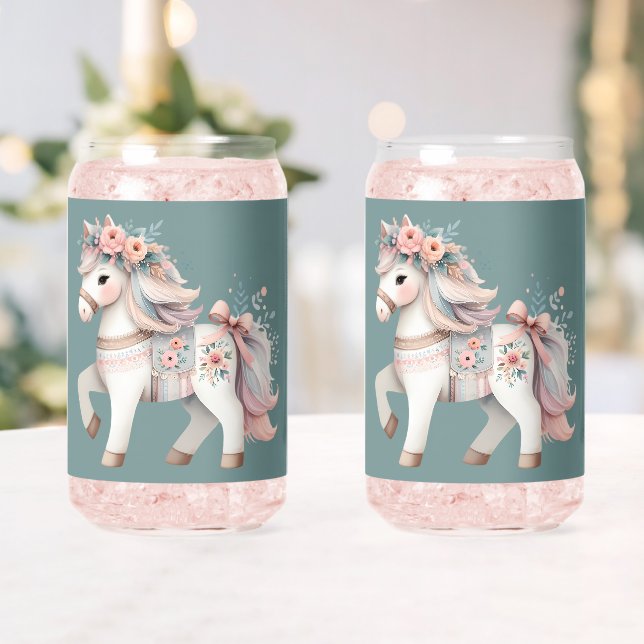 Fantasy Illustration von Floral Pastel Horse Dosenglas (Insitu (Hochzeit))