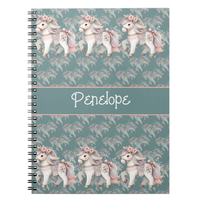 Fantasy Illustration von Floral Pastel Horse Notizblock (Vorderseite)