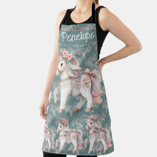 Fantasy Illustration von Floral Pastel Horse Schürze