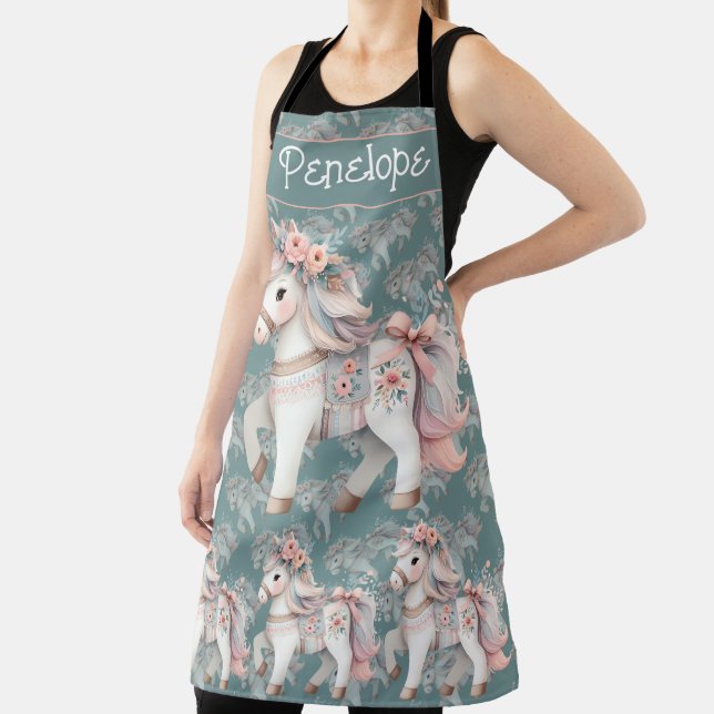 Fantasy Illustration von Floral Pastel Horse Schürze (InSitu)