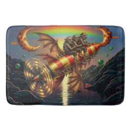Fantasy Image 3 Trolls On A Retro Rocket Badematte