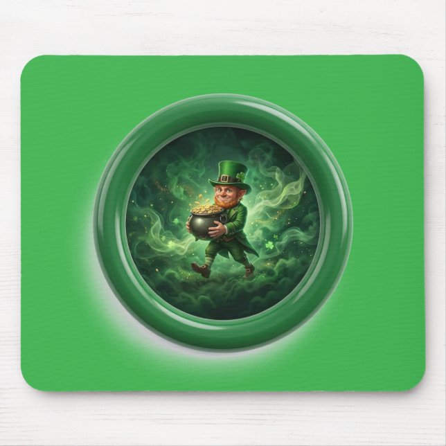 Fantasy Image Leprechaun Carrying Pot Of Gold Mousepad (Vorne)