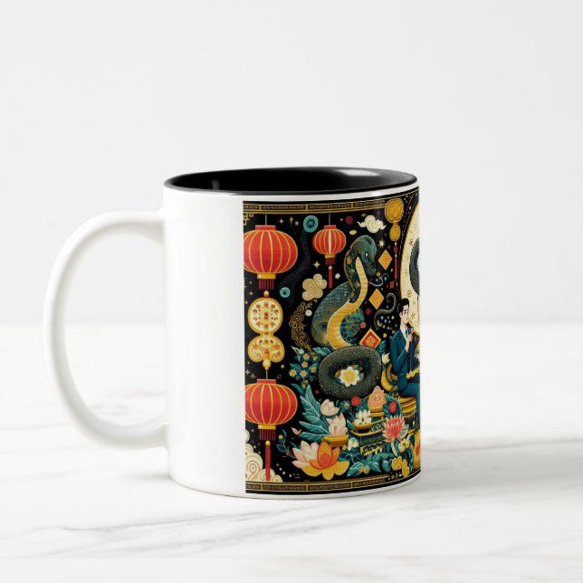 Fantasy Intepretation des Mondjahres Zweifarbige Tasse (Links)
