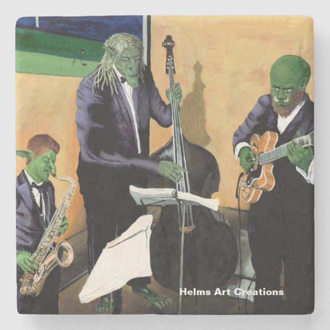 Fantasy Jazz Blues Musicians Art Stone Untersetzer (Vorderseite)