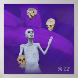 Fantasy Juggler Juggling Skulls Wall Art Print Poster