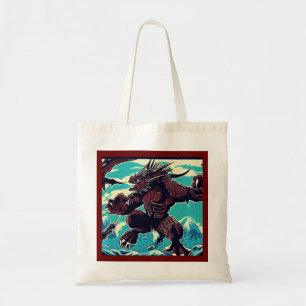 Fantasy Kaiju Anime - Holzschnitt 3 Tragetasche