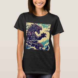 Fantasy Kaiju Anime - Holzschnitt 4 T-Shirt