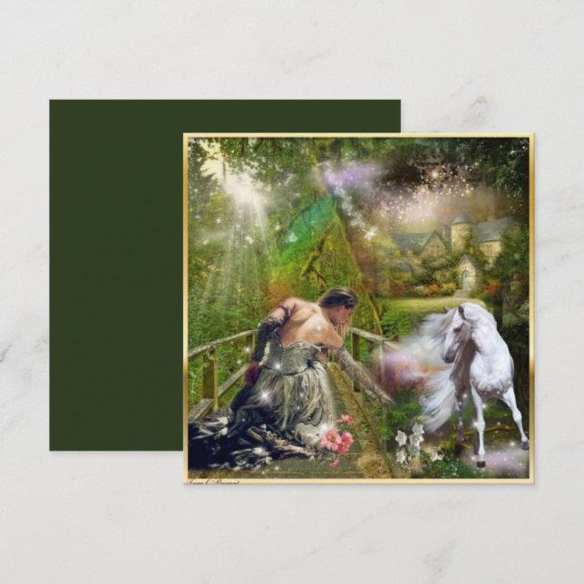 Fantasy-Karte für das Weiße Pferd und Prinzessin (Vorne/Hinten)