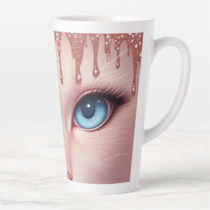 Fantasy-Katze Blaue Augen Mit Rose-Gold-Tropfen Milchtasse