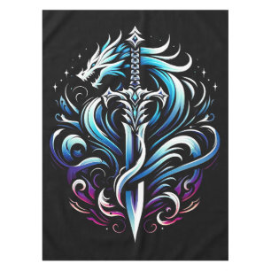 Fantasy-Krieger Mystischer Drache Schwert Flamme Tischdecke