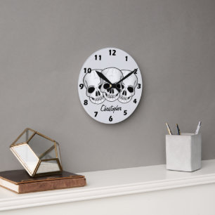 Fantasy Kunst Schädel Design Personalisiert Runde Wanduhr