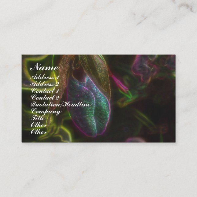 Fantasy Lady Slipper Orchid Blume Business Card Visitenkarte (Vorderseite)