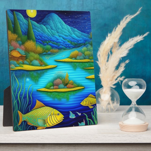 Fantasy Lake Fish Art Tabletter Fotoplatte (Seite)