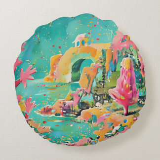 Fantasy Land Rundes Kissen