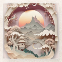 Fantasy Landscape Schneiden Glass Untersetzer