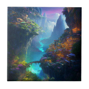 Fantasy Landschaft farbenfroh surreal Fliese